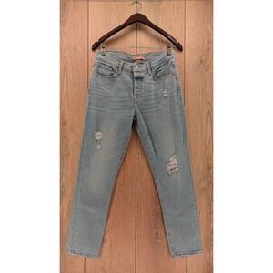 7 For All Mankind Luxe Vintage Jeans Women's  Light Wash Button Fly Straight Leg